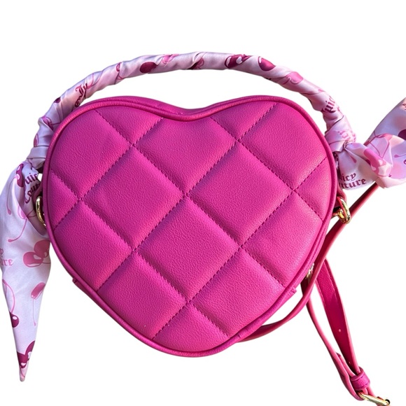 Juicy Couture Raspberry Tart Holding the Line Heart Crossbody Bag Pink - Picture 3 of 7